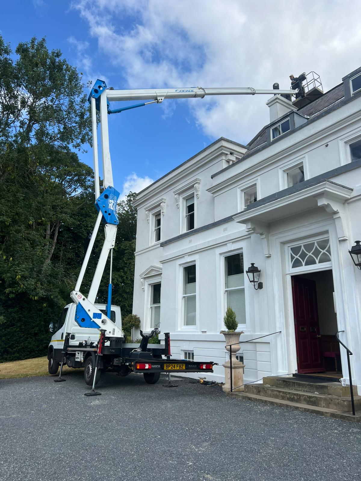 Chimney repair from cherry picker in Houghton Regis
